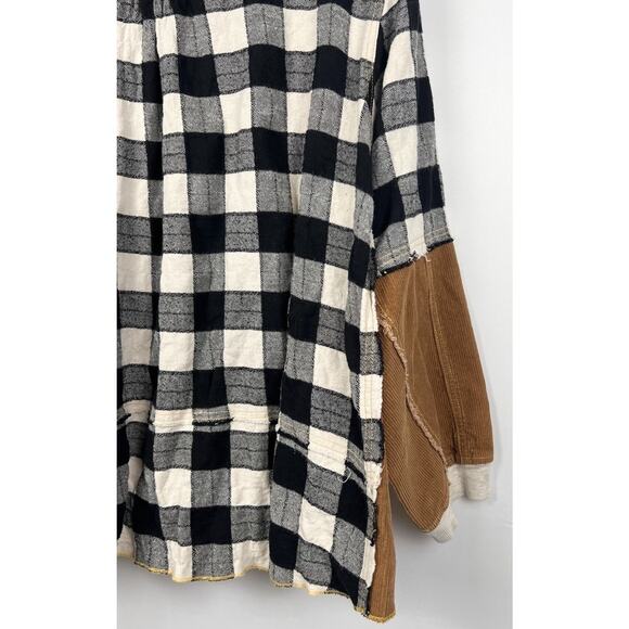 Ivy Jane Women’s Boho Plaid Corduroy Patchwork Quarter Zip Pullover Sweater M/L - Picture 6 of 8